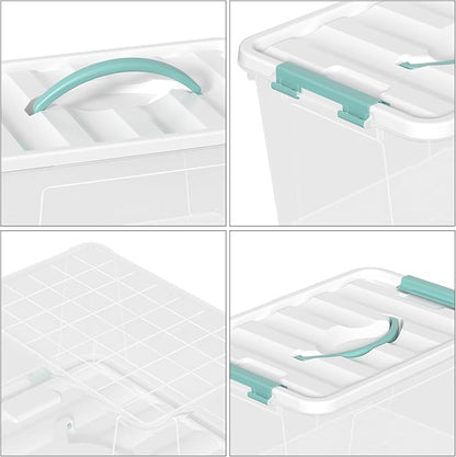 Xyskin 6 Pack 14 Quart Stackable Plastic Storage Bins with Lids and Latching Buckles, Storage Latch Box/Bins, Clear