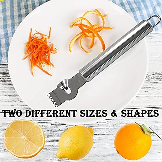 1Pc Silver Stainless Steel Lemon Zester Tool with Channel Knife and Orange Citrus Peeler for Kitchen, Zesters, Graters, Peelers and Slicers Kitchen Utensils