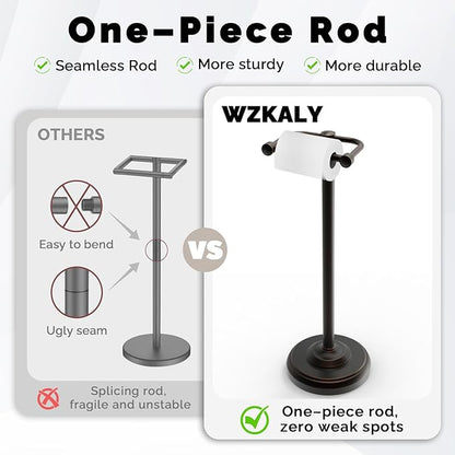 Toilet Paper Holder Stand, Oil Rubbed Bronze Toilet Paper Holder Free Standing, Post Pivoting Design & Stable Weighted Base SUS304 Stainless Steel for Bathroom（Mega Roll）