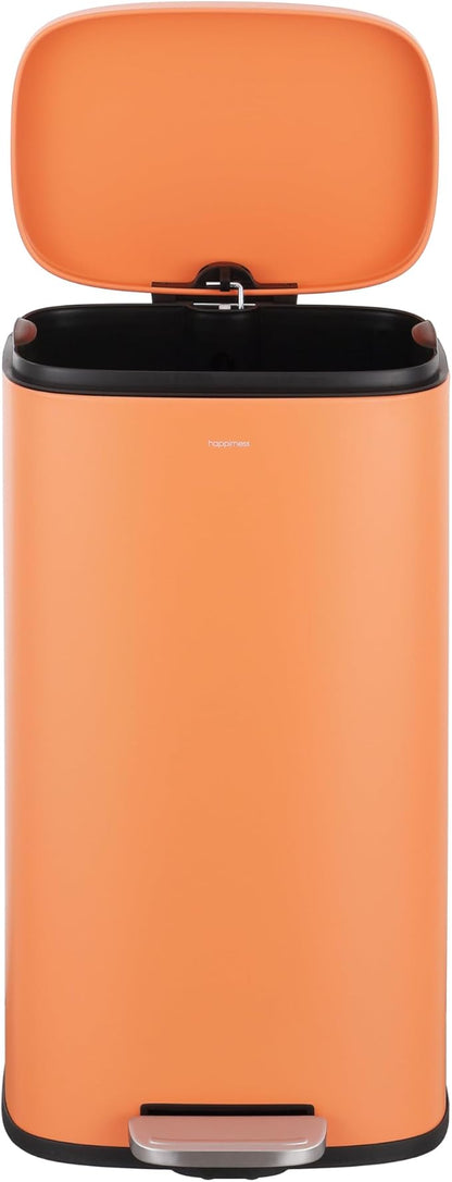 happimess HPM1011K Curtis 8-Gallon Step-Open Trash Can, Carrot Cake,with Soft-Close Lid, Fingerprint Resistant, Modern, Minimalistic for Home, Kitchen, Laundry Room, Office, Bedroom, Bathroom
