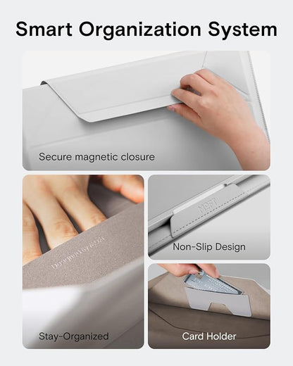 MOFT Laptop Carry Sleeve, 2-in-1 Laptop Bag & Stand for 15" MacBook Air & Dell/HP/Lenovo/Asus, Stylish Slim Computer Sleeve Bag with Expandable Storage for Computer Accessories, Misty Cove