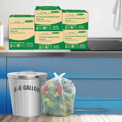 4-6 Gallon Flap Tie Compostable Trash Bags, 76 Count, Kitchen Compost Bags, Sturdy Biodegradable Garbage for Food Scrap Waste, ASTM D6400, US BPI Certified