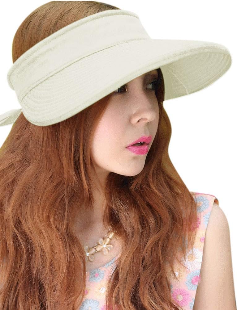 HINDAWI Sun Hats for Women with UV Protection Wide Brim Sun Hat Visor Summer Beach Outdoor Foldable Womens Cap