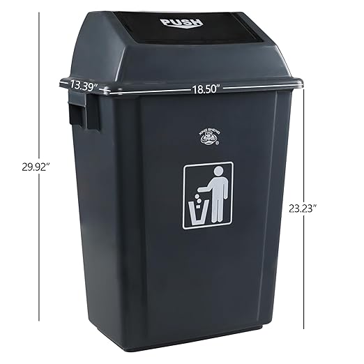 4 Packs 18 Gallon Large Commercial Trash Can, Kitchen Waste Bin with Lid, Plastic Tall Garbage Can Outdoor, 30" High