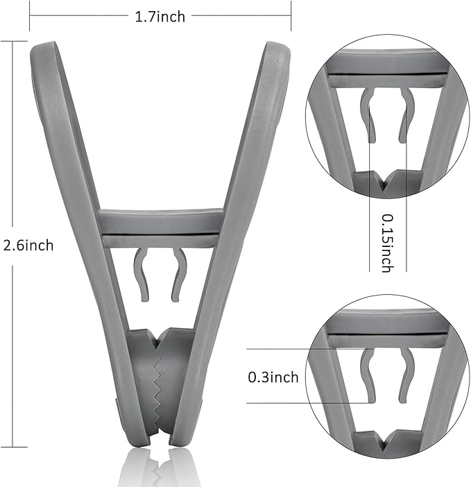 Tinfol 50pc Grey Plastic Hanger Clips, Strong Pinch Grip Finger Clips for Plastic Clothes Hangers, Multi-Purpose Hanger Clips