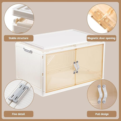AHEONLAR 4 Pack Plastic Storage Bins with Drawers - 388QT Foldable Stackable Storage Bins with Lids - Closet Craft Organizers and Storage - Plastic Drawer Storage for Bedroom(97QT×4), 22.8 Gal