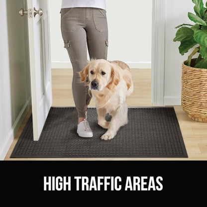 GORILLA GRIP Front Door Mat, 72x24, Indoor Outdoor Ultra Absorbent HydroAbsorb Doormat, Absorbs Up to 2.75 Cups of Water, Stain and Fade Resistant, Rubber Backing Doormats, Captures Dirt, Charcoal