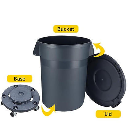 32 Gallon Outdoor Trash Can, Outdoor Trash Can with Lid and Removable Wheels, Rolling Garbage Can, Commercial Garbage Can Suitable for Restaurants, Backyards, and Garages. (2-Pack, 32 Gallon)