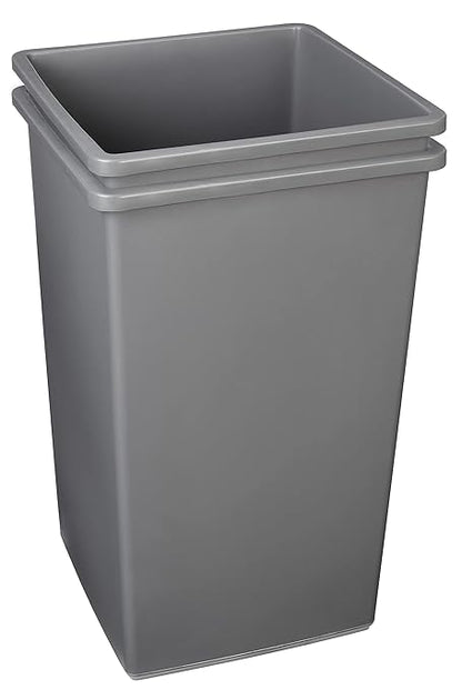 Amazon Basics Square Waste Container Open Top Wastebasket, Plastic Bins, 25 gallons, Grey, (Pack of 2)