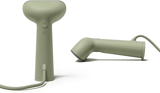 Steamery Handheld Clothes Steamer Cirrus 3, 1200W, US Plug, Heated Ironing Plate, Fast Heat Up, Garment Wrinkle Remover, Green