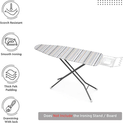 Encasa XO Ironing Board Cover and Pad 49"x18" - Thick 3mm Felt Padding, Drawstring Tightening & Lock, Easy Fit, Scorch & Stain Resistant, Fits Wide Ironing Board - Aztec
