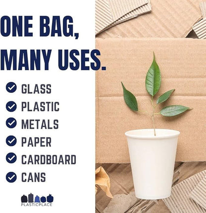 Plasticplace 30-40 Gallon Recycling Trash Bags │ 1.2 Mil│ Blue Garbage Bag Liners │ 33” x 46” (100 Count)