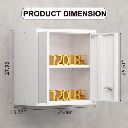 Metal Wall Cabinet,Garage Wall Mounted Cabinets,Steel Locking Cabinet,Metal Wall Cabinets for Office,Wall Cabinets with Doors and Shelves,Garage Cabinets for Home,Basement