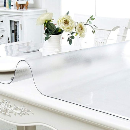 NECAUX Custom Multisize 1.5mm Thick Frosted PVC Table Cover Protector - 16 x 48 Inch Rectangular Plastic Table Cover Desk Pad Mat for Office & Computer Desk/Sofa Table/Media Stand