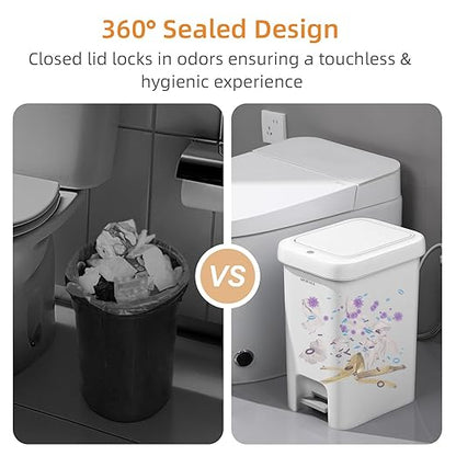 MOPALL Trash Can with Lid, Garbage Can with Press Top & Foot Pedal, Kitchen Step Trash Can, Slim Trash Bin Plastic Garbage Bin Waste Basket for Bathroom|Kitchen|Bedroom|Living Room|Office, 4.4 Gallon