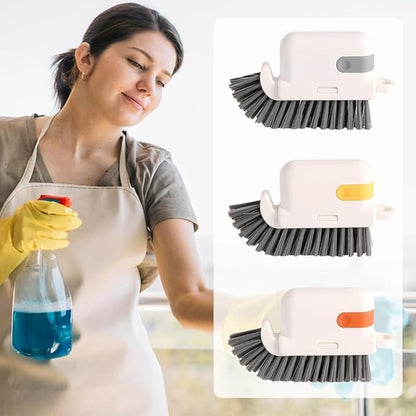 3-in-1 Window Cleaning Brush, 2025 New Magic Window Groove Cleaning Brush Set - Hand-Held Track Cleaner Tool for Sliding Doors, Window Sills, Tile Grout, Shutters, Deep Scrub Brush for Home (Grey)
