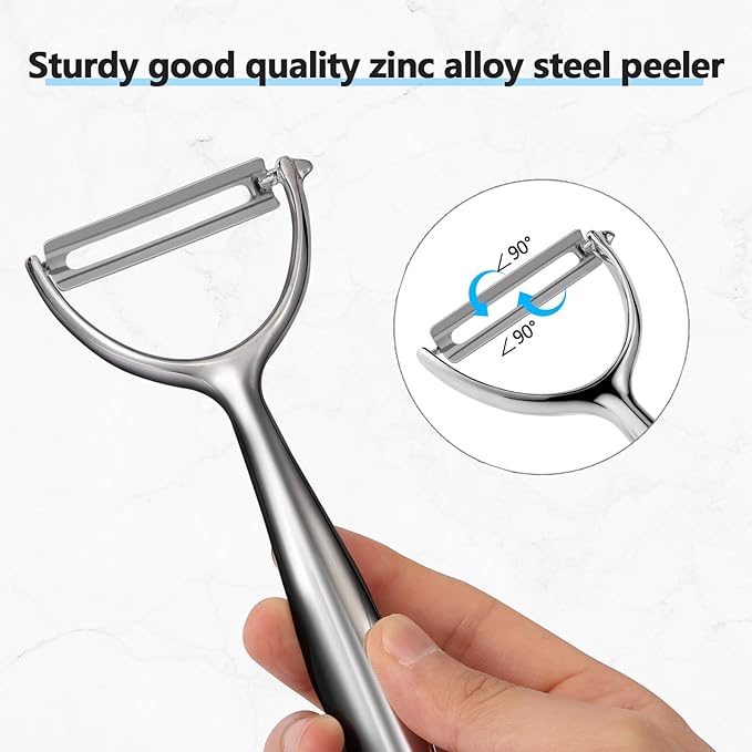 LIIGEMI Effortless Y Peeler with Sharp Stainless Steel Blades for Apples, Cucumbers - Ergonomic Handle for Easy Potato Eye removal, Perfect for Cooking Enthusiasts and Kitchen Novices（silvery）