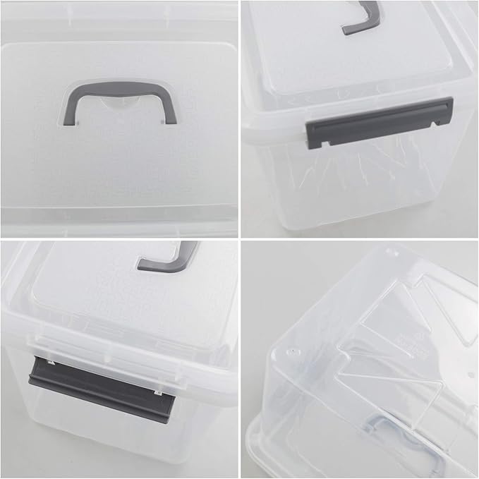 4-Pack Clear Plastic Storage Latch Box with Lids, 10 L