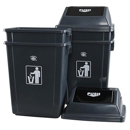 4 Packs 18 Gallon Large Commercial Trash Can, Kitchen Waste Bin with Lid, Plastic Tall Garbage Can Outdoor, 30" High