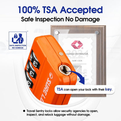TSA Approved Travel Luggage Locks, Open Alert Combination Lock for School Office & Gym Locker,Toolbox, Pelican Case,Easy Read Dials- 1, 2 & 4 Pack (1, Orange 2PACK)