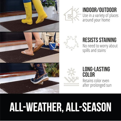 GORILLA GRIP Front Door Mat, 47x35, Indoor Outdoor Ultra Absorbent HydroAbsorb Doormat, Absorbs Up to 6 Cups of Water, Stain and Fade Resistant, Rubber Backing Doormats, Captures Dirt, Coffee