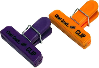 Chef Craft Select Plastic Mini Bag Clip, 3 inch Width 2 Piece Set, Purple/Orange