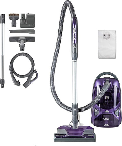 Kenmore 600 Series Pet Friendly Lightweight Bagged Canister Vacuum with Pet PowerMate, Pop-N-Go Brush, 2 Motors, HEPA Filter, Aluminum Telescoping Wand, Retractable Cord and 4 Cleaning Tools, Purple
