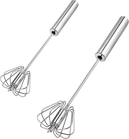 Stainless Steel Egg Whisk, Digead Hand Push Rotary Whisk Blender, whisks for cooking, Hand Push Mixer Stirrer for Blending, Whisking, Beating & Stirring (10+12in)