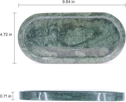 Natural Marble Tray, Oval Vanity Decorative Tray for Bathroom Counter, Countertop Stone Organizer, Catchall Tray for Kitchen, Perfume, Candles, Jewelry Dish Decorative Tray