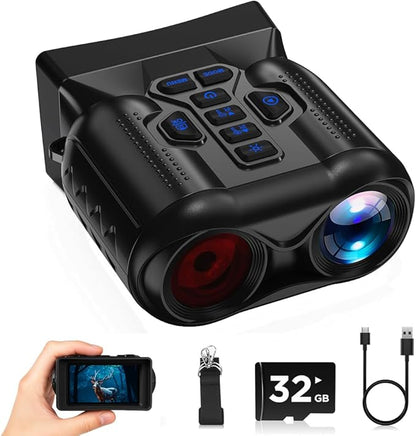 Night Vision Goggles,4K Night Vision Binoculars for Adults,Thermal Binoculars with 10X Zoom,9-Level Infrared,1000FT Infrared Range,32GB TF Card,Photo&Video Recording,Compact Design,Ideal Gifts for Men