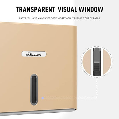 Paper Towel Dispenser Wall Mount, Adhesive No Drilling Multifold Trifold C Fold Commercial Hand Towel Dispenser,Gold