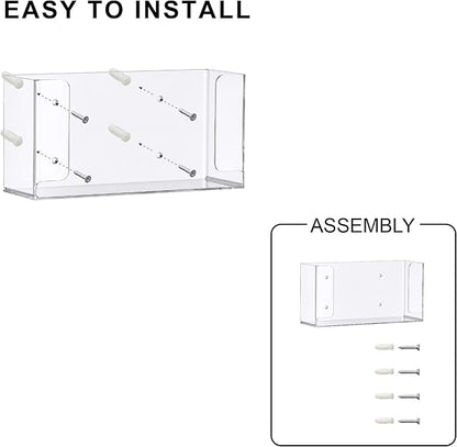 Amazing Abby Acrylic Glove Box Holder, Wall-Mounted Glove Dispenser, Floating Glove Box Organizer, Small Size (for 1 Box), 10.5" W x 5.0" H x 3.5" D (Mounting Hardware Included)