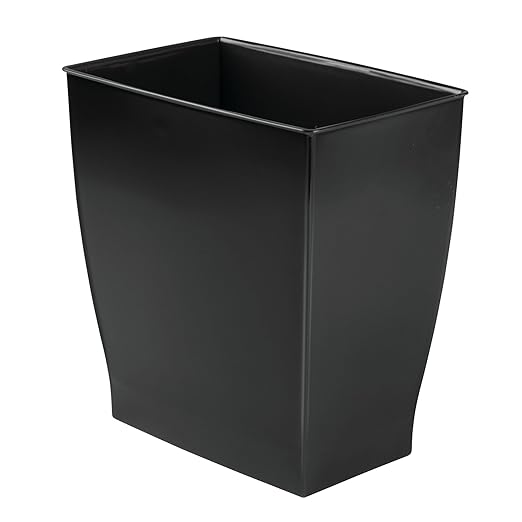 iDesign Small Bathroom Trash Can, Ideal for Primary and Guest Bathroom or Office, Black, Made in USA