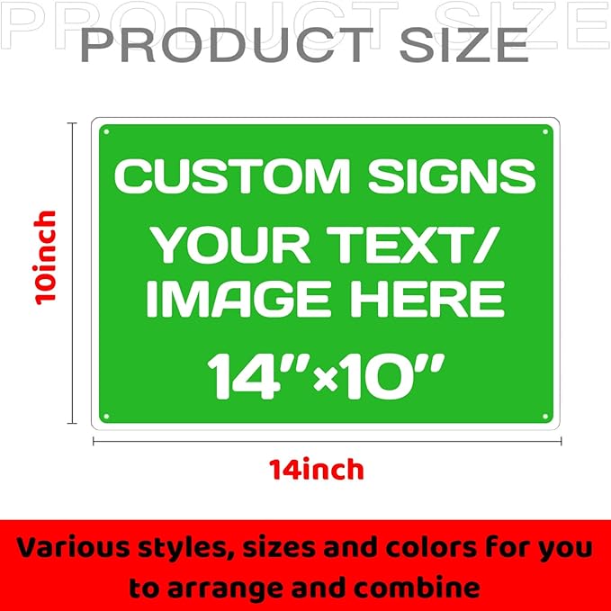 Personalized Aluminum Weatherproof Metal Signs - Multiple Sizes, Custom Text & Picture, Hazard, Garden, Custom Door Signs