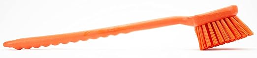 SPARTA 40501EC24 Plastic Large Scrub Brush, Kitchen Brush, Utility Brush With Long Handle For Cleaning, 20 Inches, Orange