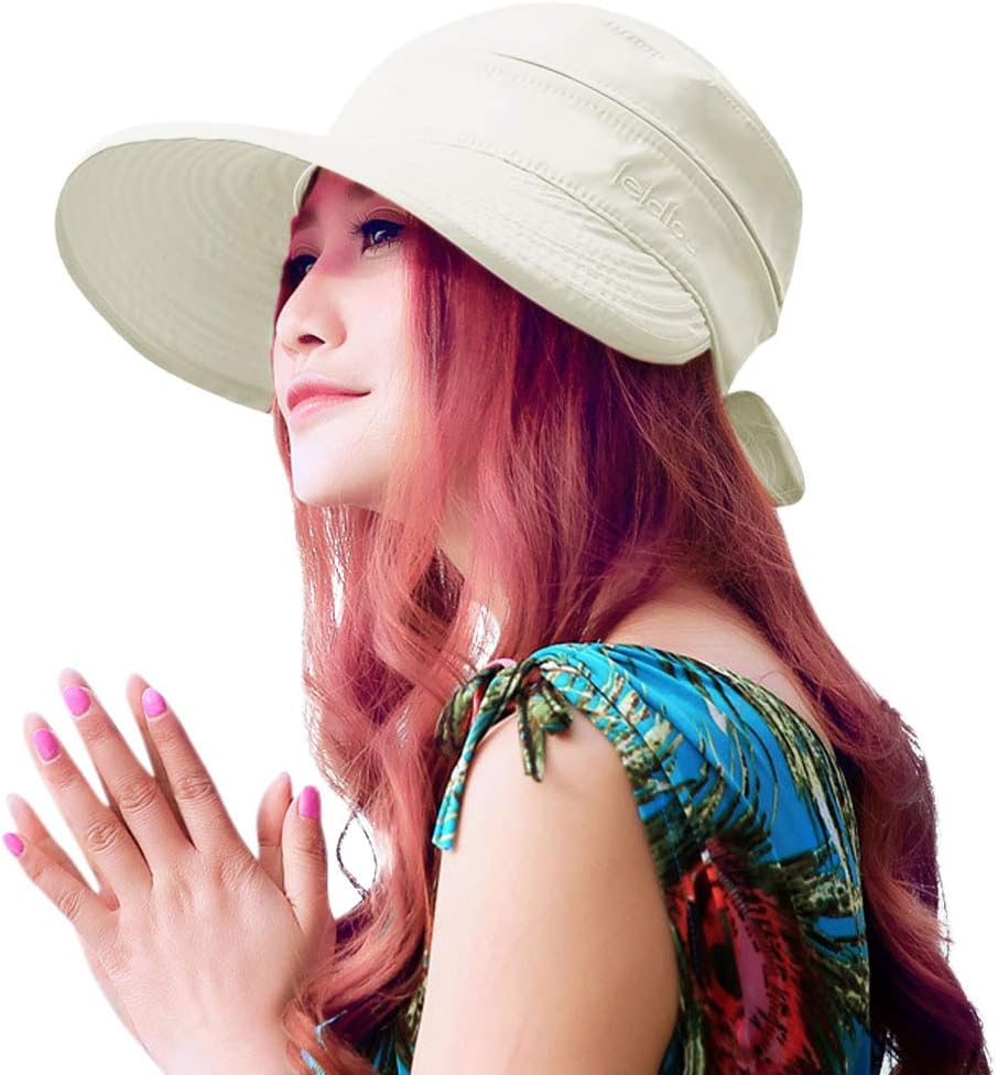HINDAWI Sun Hats for Women with UV Protection Wide Brim Sun Hat Visor Summer Beach Outdoor Foldable Womens Cap