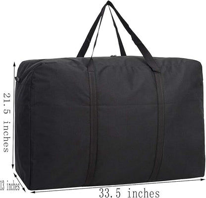 Large Storage Bags, 150L Waterproof Foldable Travel Duffle Bag with Reinforced Handles, Black Heavy Duty Moving Bags, for Bed Organize Clothing, Blanket