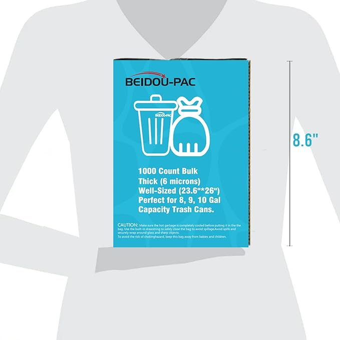 Trash Bags 8-10 Gallon, 1000 Count Bulk Value Pack, Clear Plastic Recycling Bags, Multi-purpose Garbage Bags Can Liners for Business Home Kitchen Commercial and Industrial
