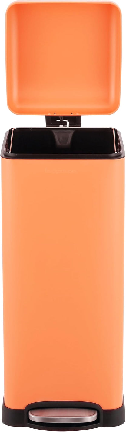 happimess HPM1007G Betty Retro 8-Gallon Step-Open Trash Can, Fingerprint Resistant, Modern, Minimalistic for Home, Kitchen, Laundry Room, Office, Bedroom, Bathroom, Carrot Cake
