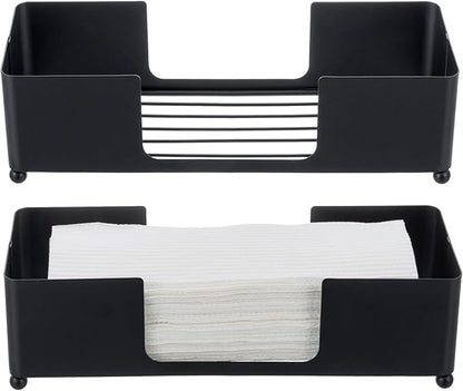 MyGift Modern Matte Black Metal Tabletop Paper Hand Towel Holder, Commercial Countertop Tissue Dispenser Tray