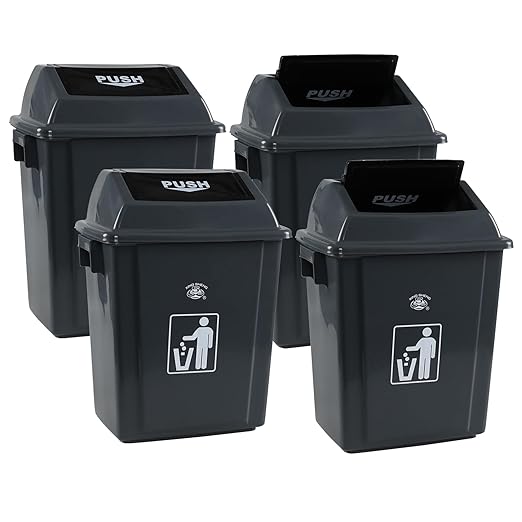 Kiddream 4 Packs 5 Gallons Swing Lid Garbage Can, Plastic Trash Can