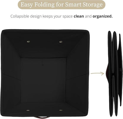 DECOMOMO Storage Bins, Cube Storage Bin with Labels, Fabric Storage Cubes for Shelves (10.5" x 11" / 6pcs, Black)