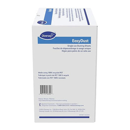 Diversey 9292466 EasyDust Single-use Dusting Sheets, Disposable Multisurface Cleaning Wipes for Floors, Dust Wipes Trap Dirt, Unscented 5x6-inch Sheets, 250-Sheets, 1-Box
