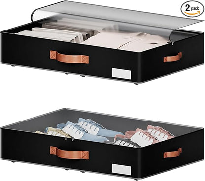 Underbed Storage With Wheels,low profile 5.5 inches Height Storage Bins,Rolling Underbed Shoe Storage Containers,Underbed Storage Drawers for clothes & blankets