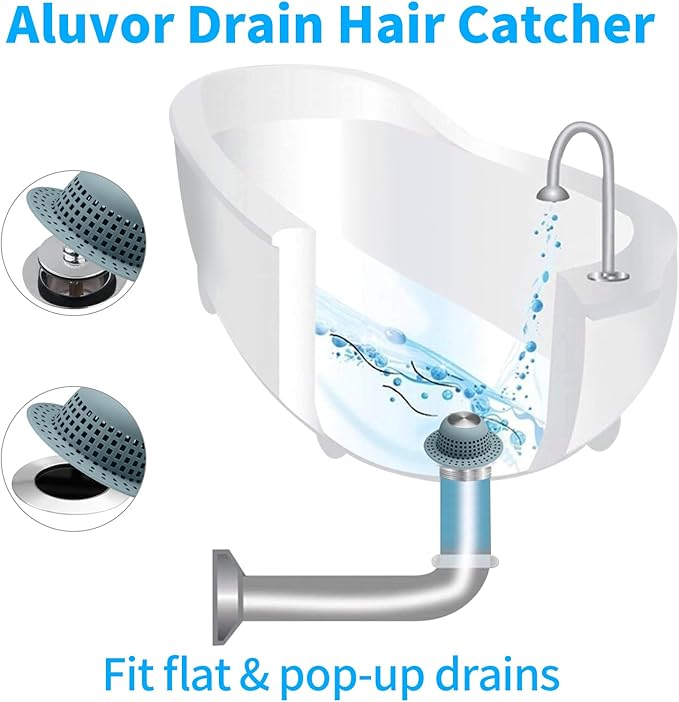Shower Drain Hair Catcher, Bathtub Drain Cover Foldable Silicone Shower & Tub Protector for Pop-Up & Regular Drains