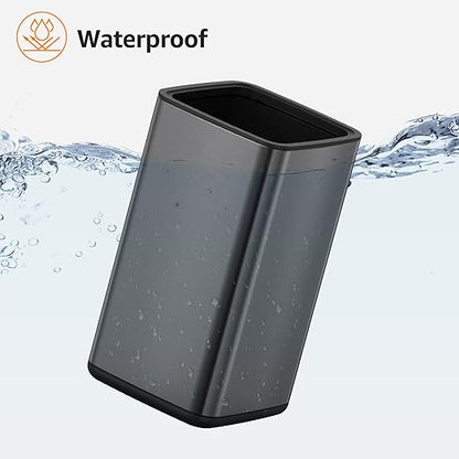 Mbillion 2.4 Gal (9L) Stainless Steel Open - Top Trash Can with Removable Inner Bucket - Sleek Metal Small Waste Basket for Bathroom Office,Brushed Black