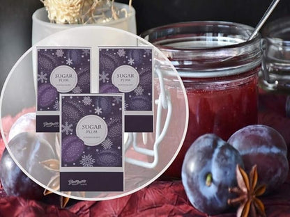 Floral Simplicity Sugar Plum Scented Sachets Pack of 3, Fall & Winter - Long-Lasting Scented Bags, Home Fragrance, Air Freshener & Deodorizer for Closet, Room, Drawer, or Cars, Made in USA