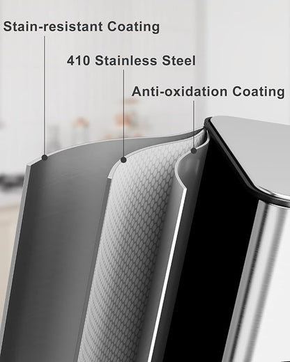 GarveeHome Trash Can 60L/15.9 Gal, Three Compartments Pedal Kitchen Recycling Trash Bin with Lids,Stainless Steel Garbage Can for Home Office Restaurant School Hospital