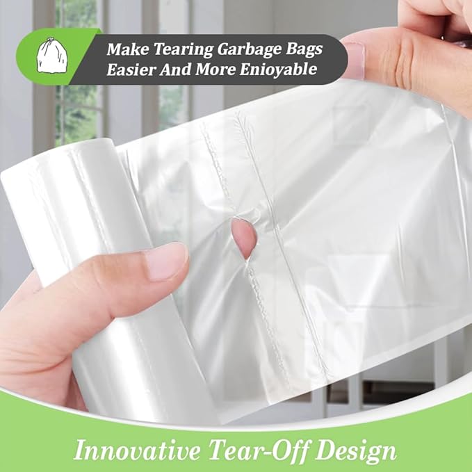 2.6 Gallon 220 Counts Strong Trash Bags Garbage Bags by Teivio, Bathroom Trash Can Bin Liners, Small Plastic Bags for home office kitchen,fit 10 Liter, 2,2.5,3 Gal, Clear