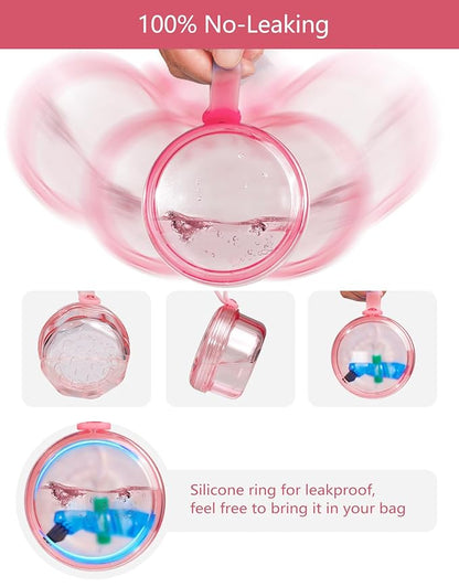 No Leak & Non-Slip Partial Denture Case Retainer Bath Box Cup, Denture Soaking Cup False Teeth Holder Box Case with Strainer Basket and Brush,Dishwasher safe - Transparent Pink